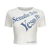 Sexualize the boys slogan crop tshirt