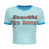 Beautiful in law slogan crop tshirt